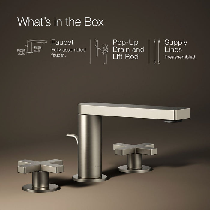 KOHLER K-73060-3 Composed Widespread bathroom sink faucet with Cross handles, 1.2 gpm, vibrant brushed nickel - view 5