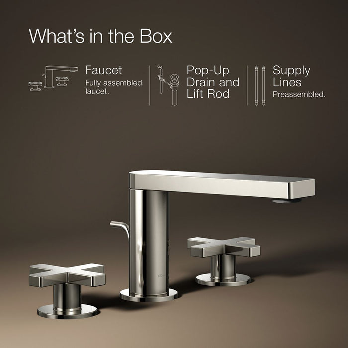 KOHLER K-73060-3 Composed Widespread bathroom sink faucet with Cross handles, 1.2 gpm