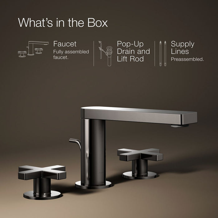KOHLER K-73060-3 Composed Widespread bathroom sink faucet with Cross handles, 1.2 gpm