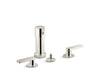 KOHLER K-73077-4 Composed Widespread bidet faucet with lever handles, vibrant polished nickel