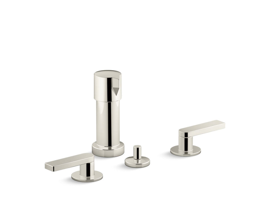 KOHLER K-73077-4 Composed Widespread bidet faucet with lever handles, vibrant polished nickel