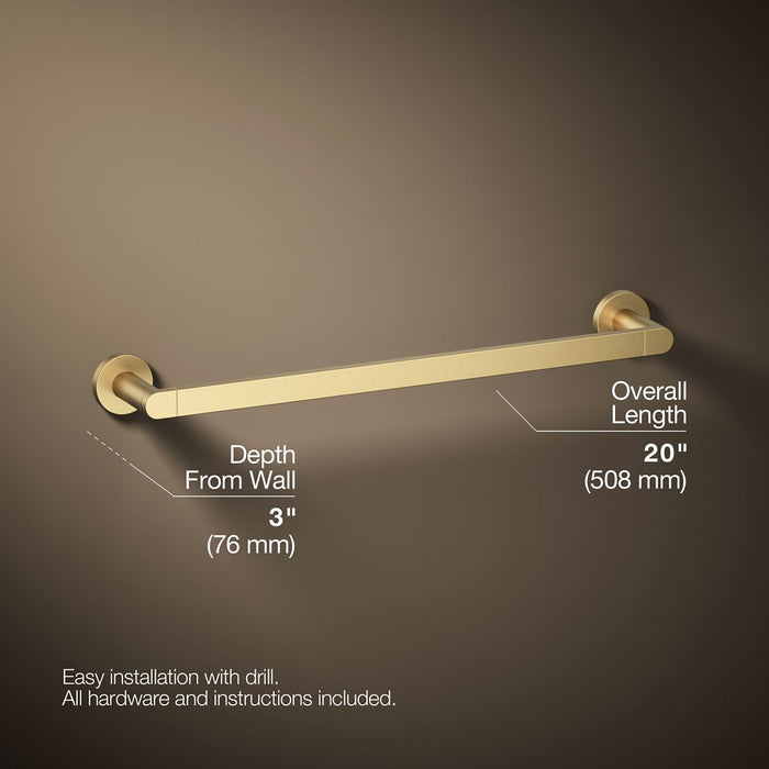 KOHLER K-73141 Composed 18" towel bar, vibrant brushed moderne brass - view 4