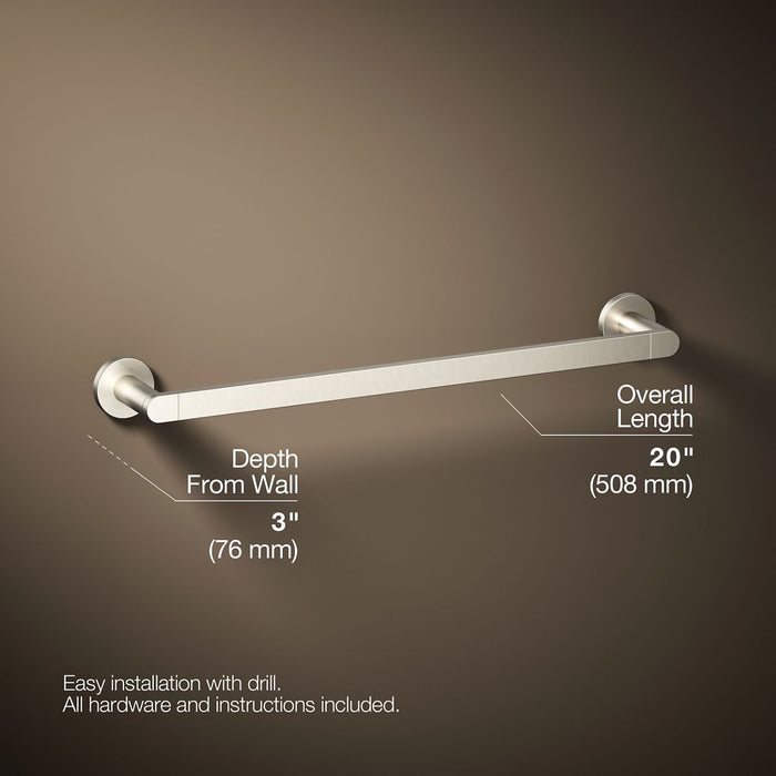 KOHLER K-73141 Composed 18" towel bar, vibrant brushed nickel - view 5