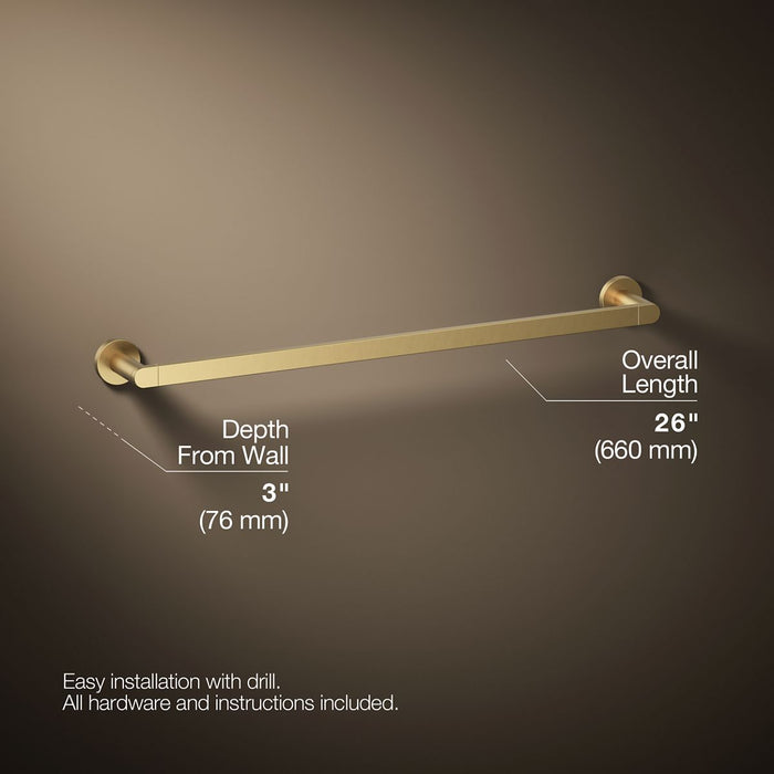 KOHLER K-73142 Composed 24" towel bar, vibrant brushed moderne brass - view 5