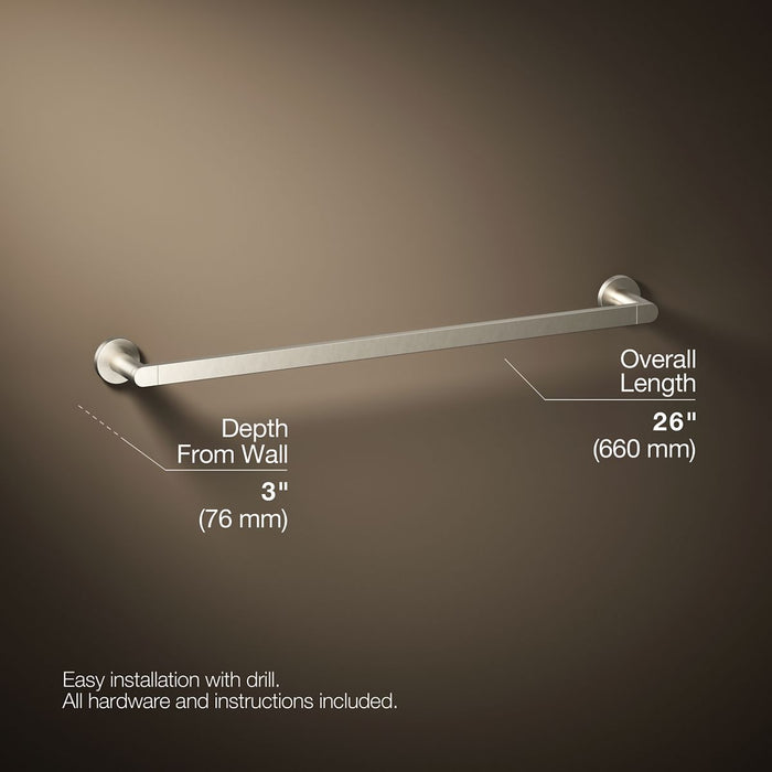 KOHLER K-73142 Composed 24" towel bar, vibrant brushed nickel - view 5