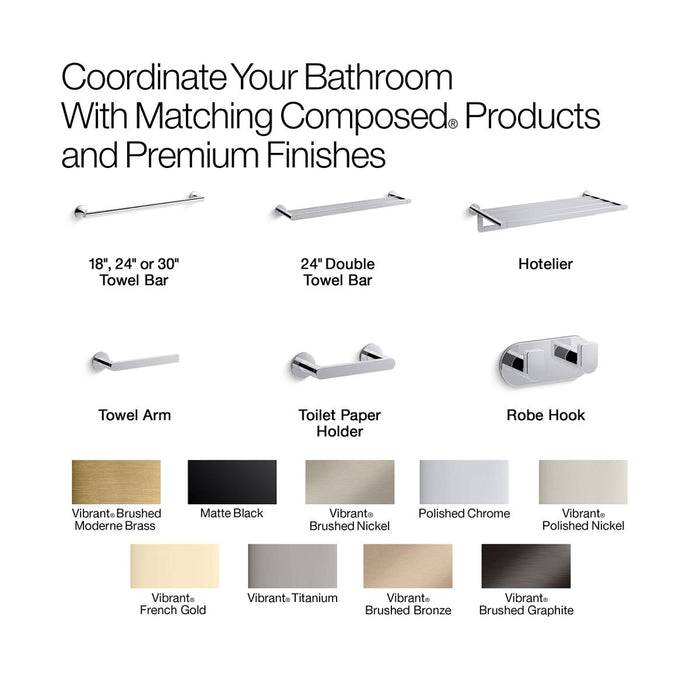 KOHLER K-73143 Composed 30" towel bar, vibrant brushed moderne brass - view 2