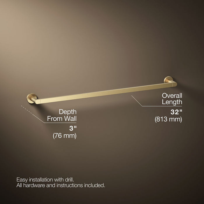 KOHLER K-73143 Composed 30" towel bar, vibrant brushed moderne brass - view 5