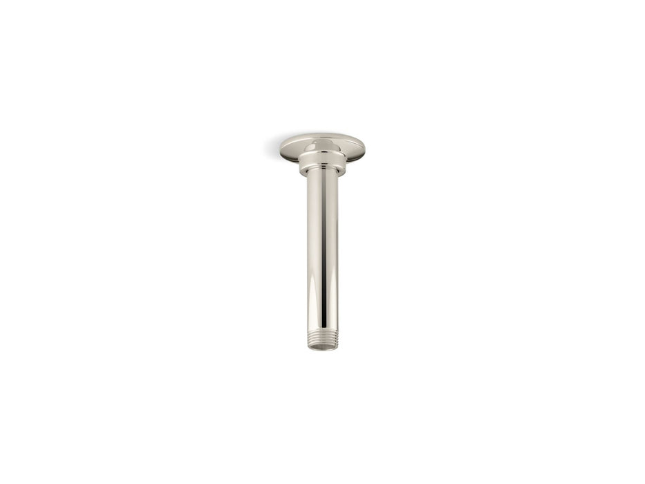 KOHLER K-7394 6" ceiling-mount single-function rainhead arm and flange, vibrant polished nickel
