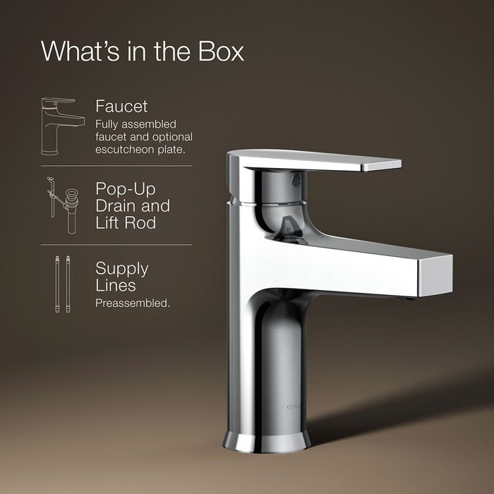 KOHLER K-74013-4 Taut Single-handle bathroom sink faucet, 1.2 gpm