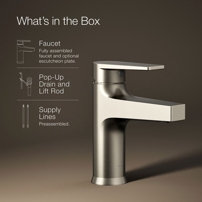 KOHLER K-74013-4 Taut Single-handle bathroom sink faucet, 1.2 gpm