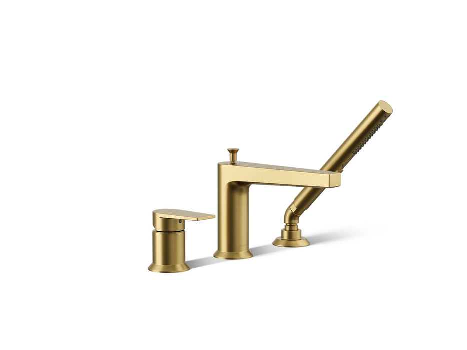 KOHLER K-74032-4 Taut Deck-mount bath faucet with handshower, vibrant brushed moderne brass