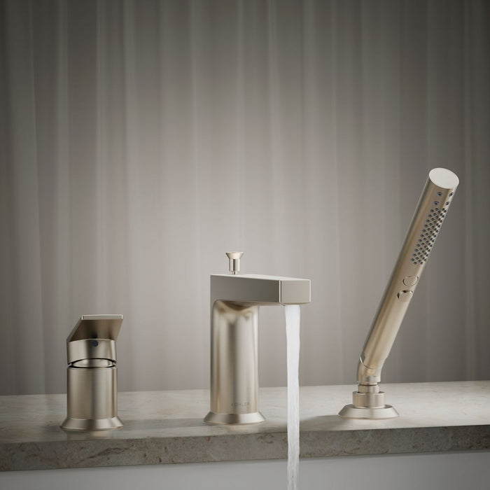 KOHLER K-74032-4 Taut Deck-mount bath faucet with handshower, vibrant brushed nickel - view 5