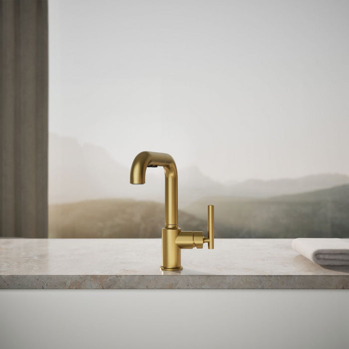 KOHLER K-7506 Purist Pull-out kitchen sink faucet with three-function sprayhead