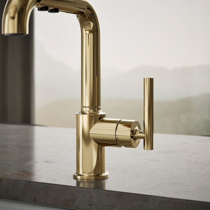 KOHLER K-7506 Purist Pull-out kitchen sink faucet with three-function sprayhead