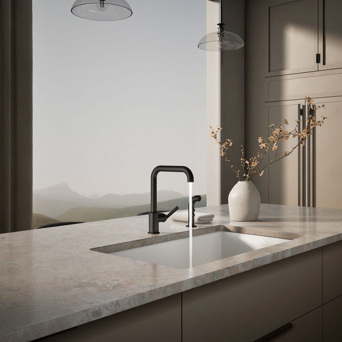KOHLER K-7508 Purist Single-handle kitchen sink faucet with side sprayer