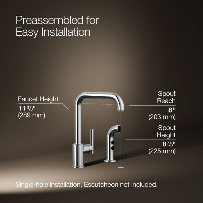 KOHLER K-7508 Purist Single-handle kitchen sink faucet with side sprayer