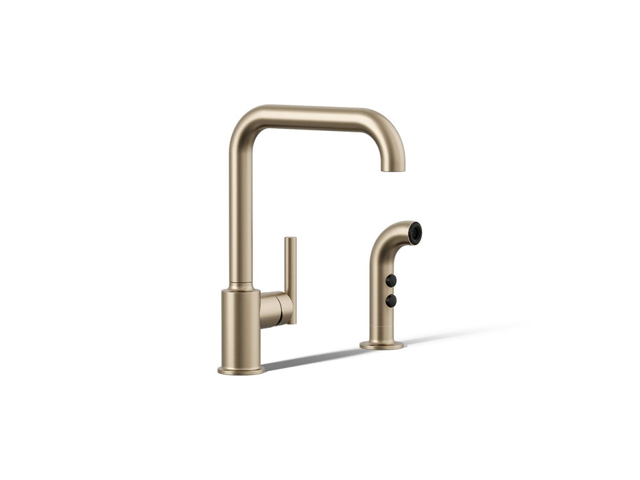 KOHLER K-7508 Purist Single-handle kitchen sink faucet with side sprayer