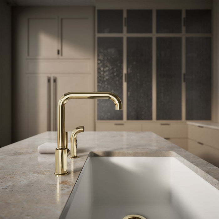 KOHLER K-7508 Purist Single-handle kitchen sink faucet with side sprayer
