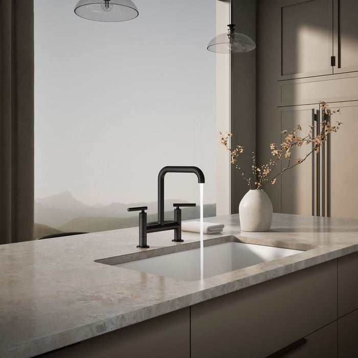 KOHLER K-7547-4 Purist Two-hole bridge kitchen sink faucet