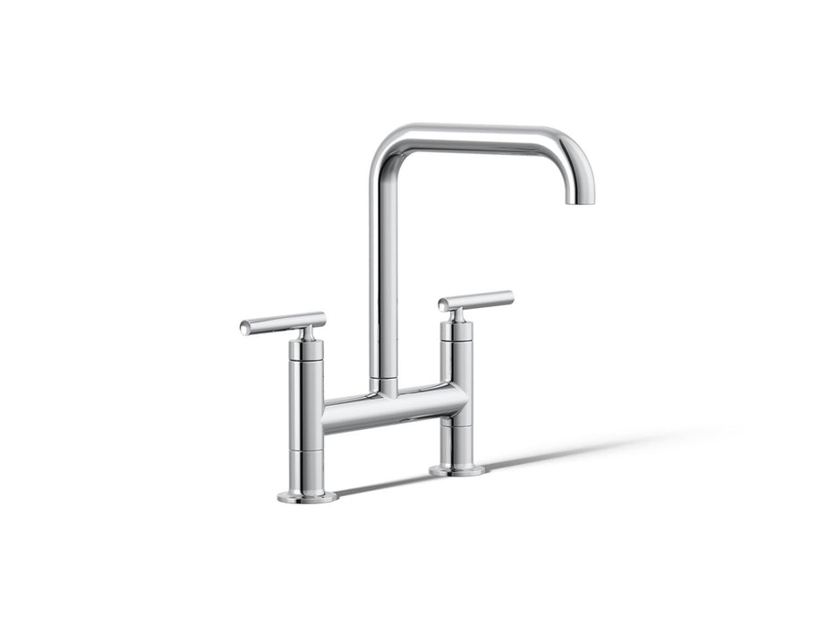 KOHLER K-7547-4 Purist Two-hole bridge kitchen sink faucet