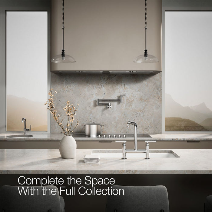 KOHLER K-7547-4 Purist Two-hole bridge kitchen sink faucet