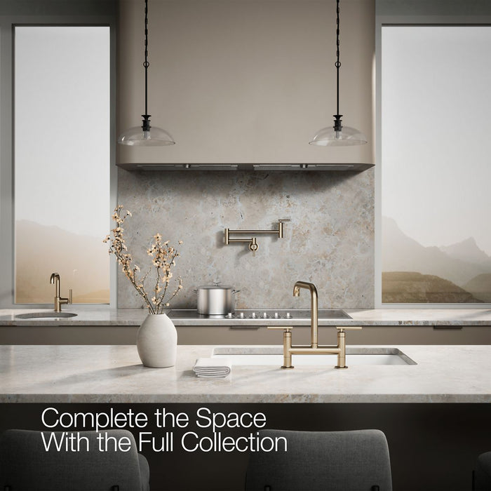 KOHLER K-7547-4 Purist Two-hole bridge kitchen sink faucet