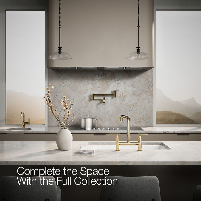 KOHLER K-7547-4 Purist Two-hole bridge kitchen sink faucet