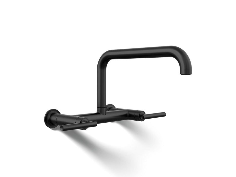 KOHLER K-7549-4 Purist Two-hole wall-mount bridge kitchen sink faucet