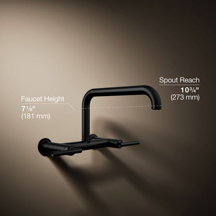 KOHLER K-7549-4 Purist Two-hole wall-mount bridge kitchen sink faucet