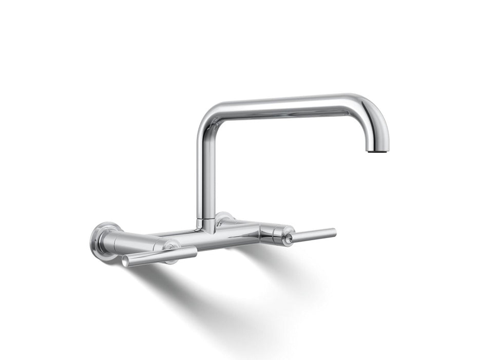 KOHLER K-7549-4 Purist Two-hole wall-mount bridge kitchen sink faucet