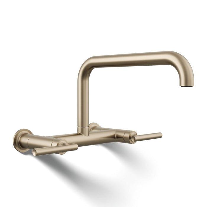 KOHLER K-7549-4 Purist Two-hole wall-mount bridge kitchen sink faucet