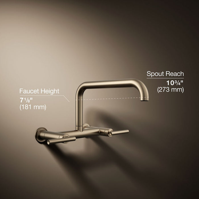 KOHLER K-7549-4 Purist Two-hole wall-mount bridge kitchen sink faucet