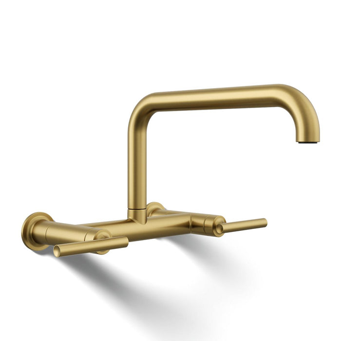 KOHLER K-7549-4 Purist Two-hole wall-mount bridge kitchen sink faucet