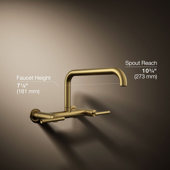 KOHLER K-7549-4 Purist Two-hole wall-mount bridge kitchen sink faucet