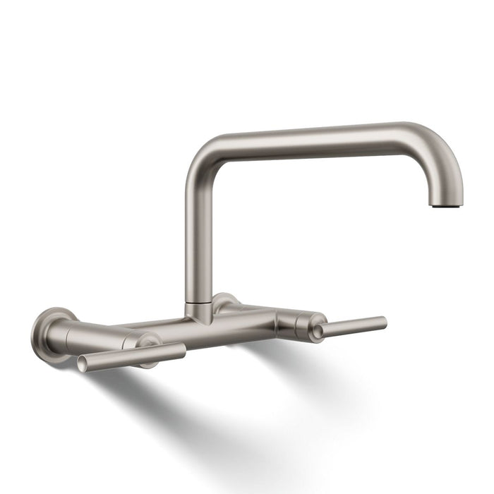 KOHLER K-7549-4 Purist Two-hole wall-mount bridge kitchen sink faucet