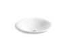 KOHLER K-75748-HD1 Sartorial 17-1/2" round drop-in bathroom sink, no overflow, white sartorial herringbone