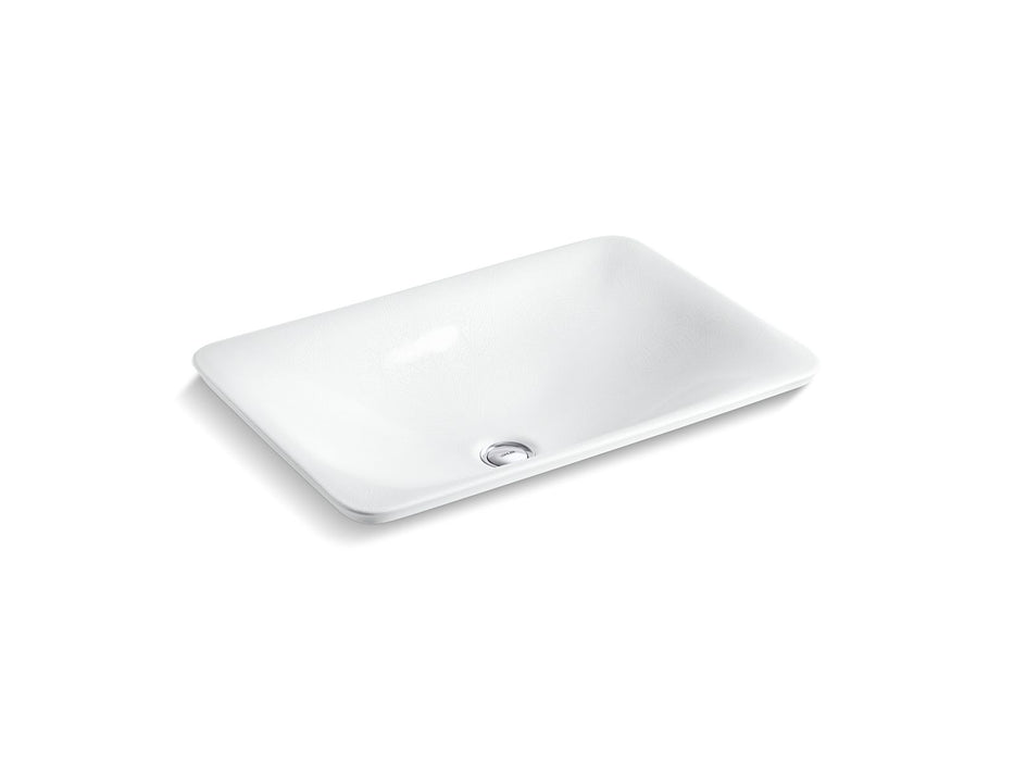 KOHLER K-75749-FP1 Sartorial 21" rectangular drop-in bathroom sink, no overflow, white sartorial paisley