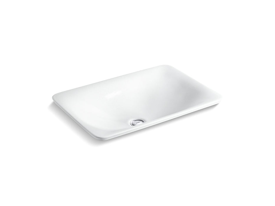 KOHLER K-75749-HD1 Sartorial 21" rectangular drop-in bathroom sink, no overflow, white sartorial herringbone