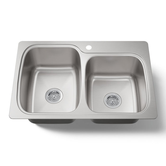 KOHLER K-75791-1 Verse 33" top-/undermount double-bowl kitchen sink, stainless steel - view 5