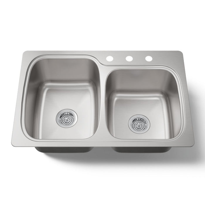 KOHLER K-75791-3 Verse 33" top-/undermount double-bowl kitchen sink, stainless steel - view 4