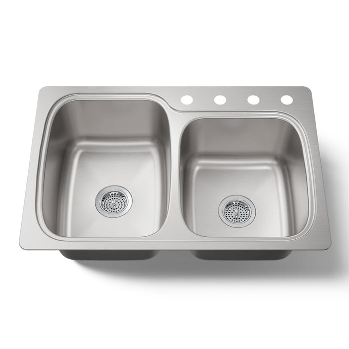 KOHLER K-75791-4 Verse 33" top-/undermount double-bowl kitchen sink, stainless steel - view 3