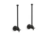 KOHLER K-7606-P Pair 1/2" NPT angle supplies with stop, cross handle and annealed vertical tube, matte black