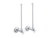 KOHLER K-7606-P Pair 1/2" NPT angle supplies with stop, cross handle and annealed vertical tube, polished chrome