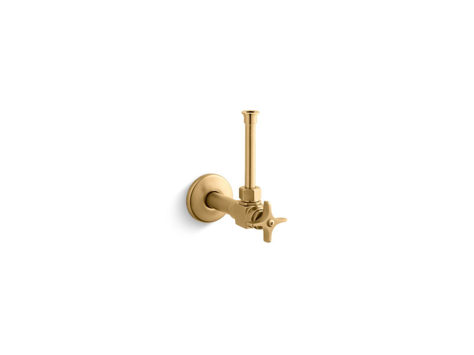 KOHLER K-7653 1/2" angle supply with stop, cross handle and rigid vertical tube, vibrant brushed moderne brass