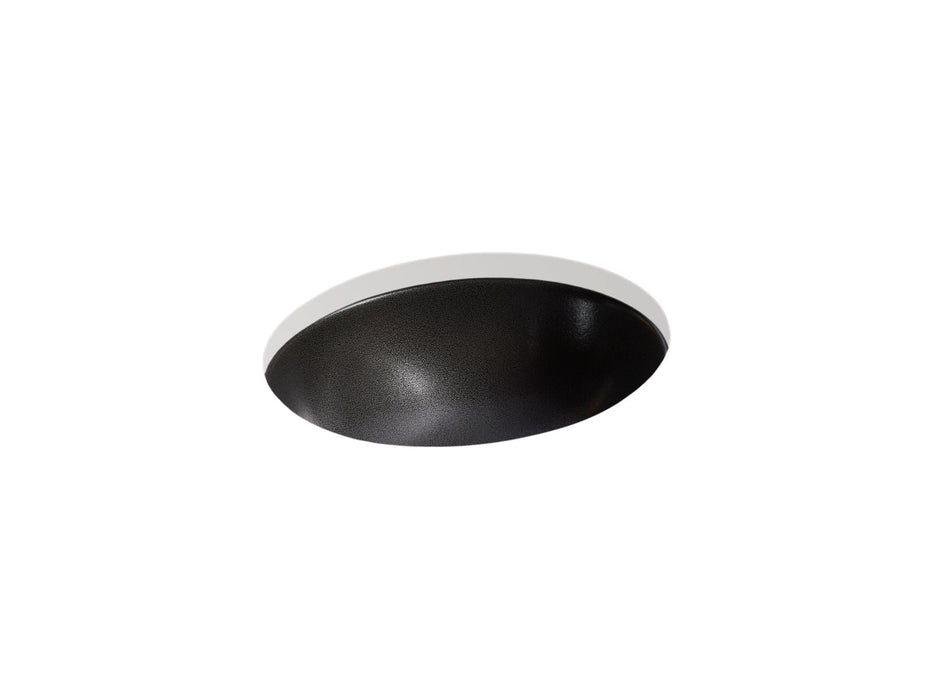KOHLER K-77635 Caxton 19-1/4" oval undermount bathroom sink, no overflow, ebony pearl