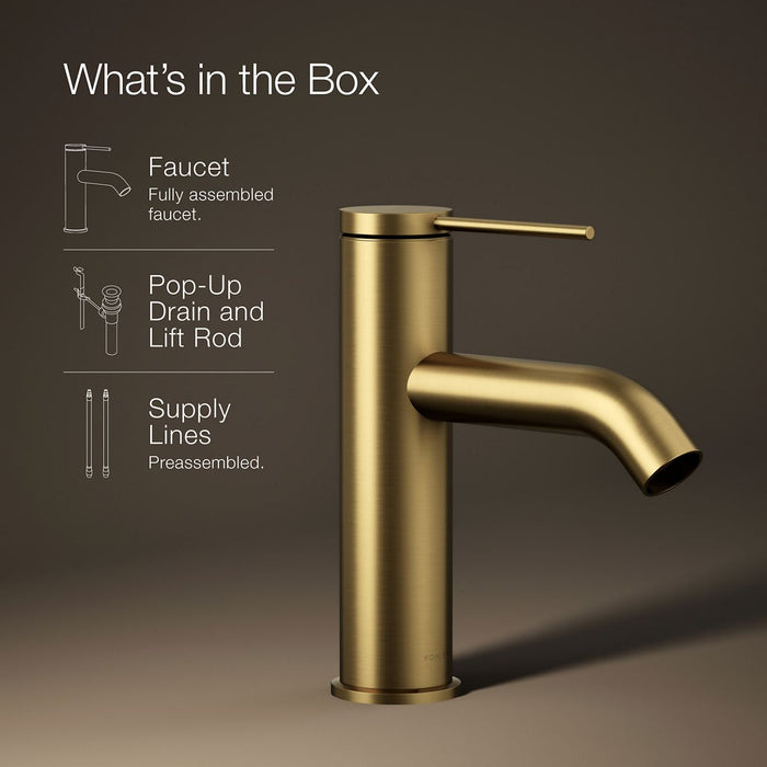 KOHLER K-77958-4A Components Single-handle bathroom sink faucet, 1.2 gpm, vibrant brushed moderne brass - view 5