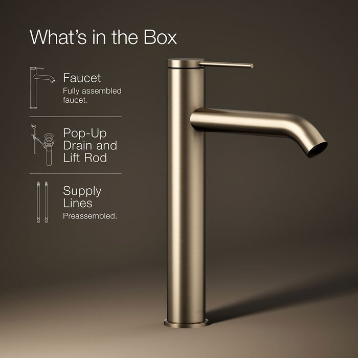 KOHLER K-77959-4A Components Tall single-handle bathroom sink faucet, 1.2 gpm, vibrant brushed bronze - view 5