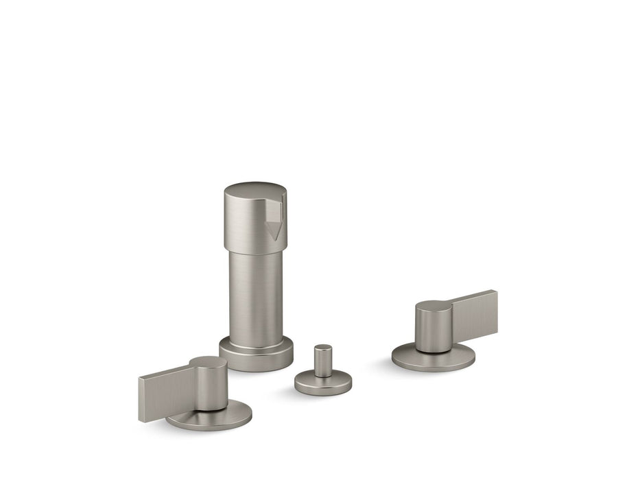 KOHLER K-77983-4 Components Widespread bidet faucet with Lever handles, vibrant brushed nickel