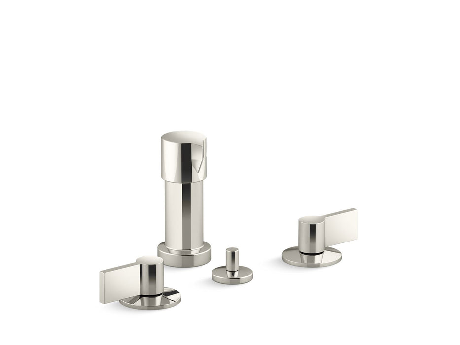 KOHLER K-77983-4 Components Widespread bidet faucet with Lever handles, vibrant polished nickel