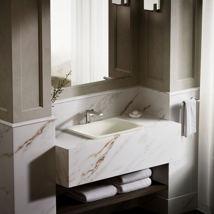 KOHLER K-7799 Carillon 21-1/4" rectangular drop-in bathroom sink, no overflow, biscuit - view 3